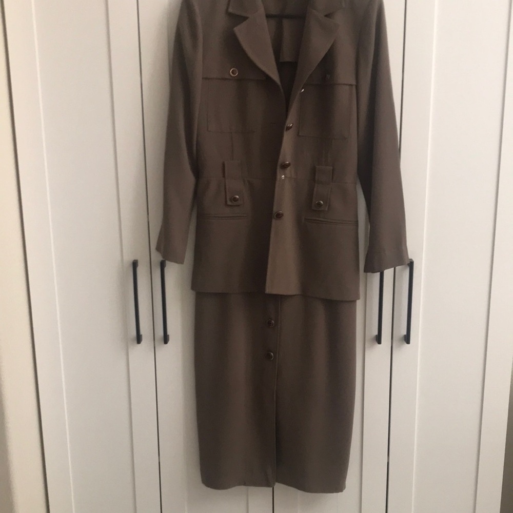 Brown Women's Jacket & Skirt Set